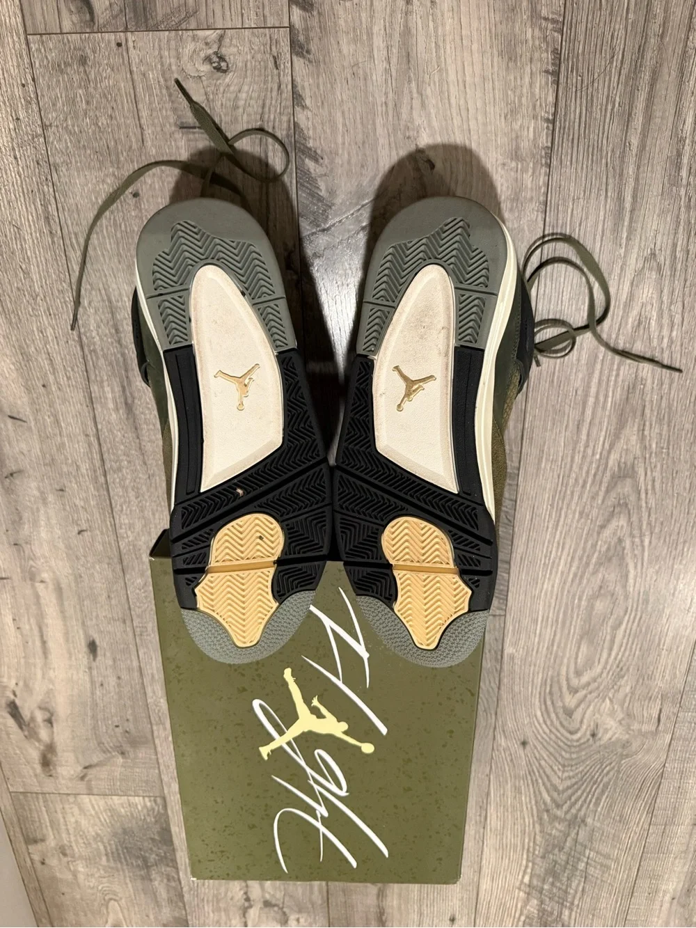 Jordan Men's Olive Green and Black Retro Athletic Sneakers